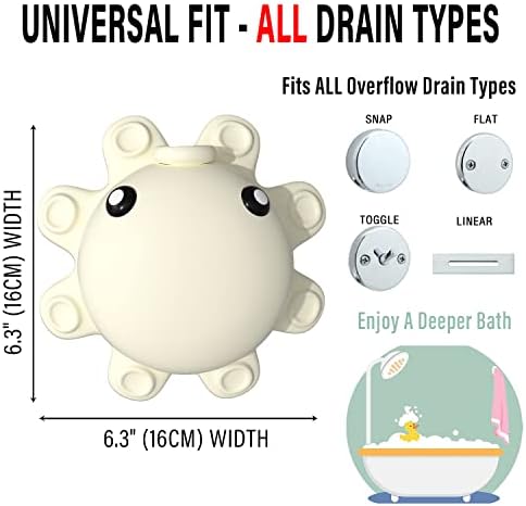 Bathtub Overflow Drain Cover Tub - tub Overflow Drain Cover, Soak Bath Overflow Drain Cover, Bathroom Spa Accessories, Adds Inches of Water for Deeper Bath (Silicone, Creamy-White) - Image 3
