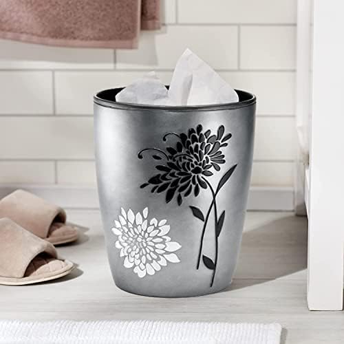 Zahari Home 2pc Erica Bathroom Decor Set Waste Basket for Bathroom & Tissue Cover Modern Classic Decor Stylish Unique Design Beautiful Grey Bathroom Accessories Set - Image 2