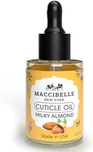Cuticle Oil Almond Oil 0.5 oz - For Dry Nail Cracked Cuticles (Milky Almond 0.5 Fl Oz) by Maccibelle