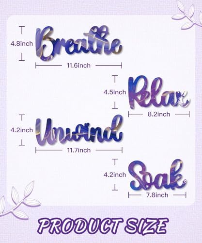 Putuo Decor Purple Bathroom Decor,Modern Purple Style Wall Art, Relax Soak Unwind Breathe Bathroom Accessories for Bedroom Living Room Kitchen - Image 2