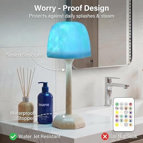 4 in 1 Shower Lamp Waterproof Bathroom Lamp Ocean Wave Projector Light Northern Galaxy Light 16 Color Rechargeable Remote Control lumena Lamps for Inside Shower/Bathtub - Image 7