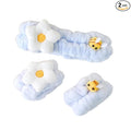 PERFECTSIGHT Kawaii Headband for Spa, Makeup, Washing Face, Party - 2 Pack Cute Hair Band for Shower Beauty Skincare, Soft Facial Headbands for Girls and Women (Blue Flower Bee)