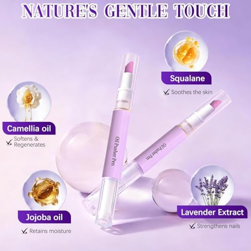 Cuticle Oil Pusher Pen – 2-in-1 Nail Care Tool with Ceramic Cuticle Pusher & Moisturizing Oil, Portable Nail & Hangnail Care Pen for Dry Cuticles & Daily Hand Beauty - Image 2