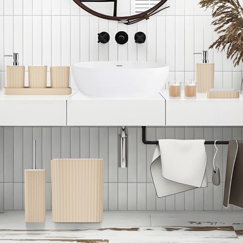 XLHOMO Bathroom Accessories Set - Gorgeous 10PC Beige Bathroom Set - Image 2