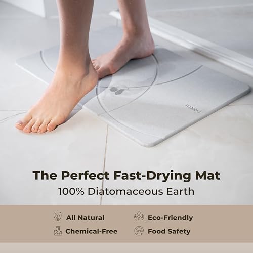 TOSORO - Stone Bath Mat Diatomaceous Earth Shower Mat Non-Slip Super Absorbent Diatomite Stone Bath Mats for Bathroom Floor Quick Drying Natural Easy to Clean (23.5 x 15) - Grey - Image 4