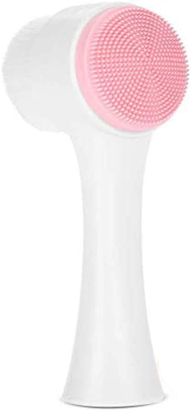 Fashionable 3D Double Face Brush for Deep Cleansing and Facial Massage – Exfoliating Silicone Brush Tool in Pink for Makeup Removal