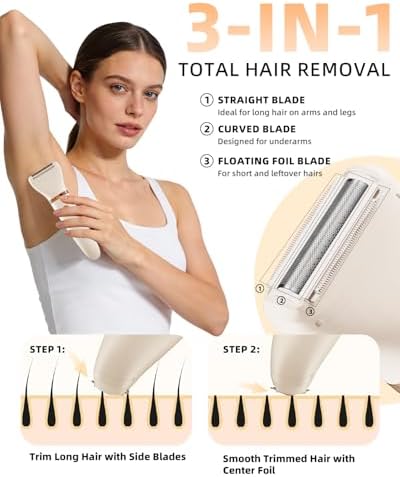 Ufree 3-in-1 Bikini Trimmer Electric Razors for Women, Gifts for Women - Image 3