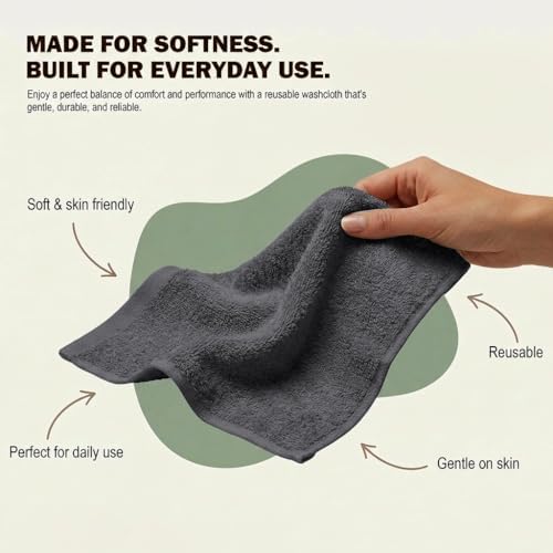 Utopia Towels 12 Pack Washcloths, 12x12 in, 100% Cotton, Grey - Image 4
