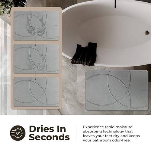 TOSORO - Stone Bath Mat Diatomaceous Earth Shower Mat Non-Slip Super Absorbent Diatomite Stone Bath Mats for Bathroom Floor Quick Drying Natural Easy to Clean (23.5 x 15) - Graphite - Image 3
