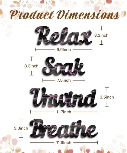 Putuo Decor 4PCS MDF Bathroom Wall Decor Relax Soak Unwind Breathe Signs, Black Pink Marble Spa Wall Art Set for Bathroom Bedroom Laundry Room Yoga Room Home Gift - Image 2