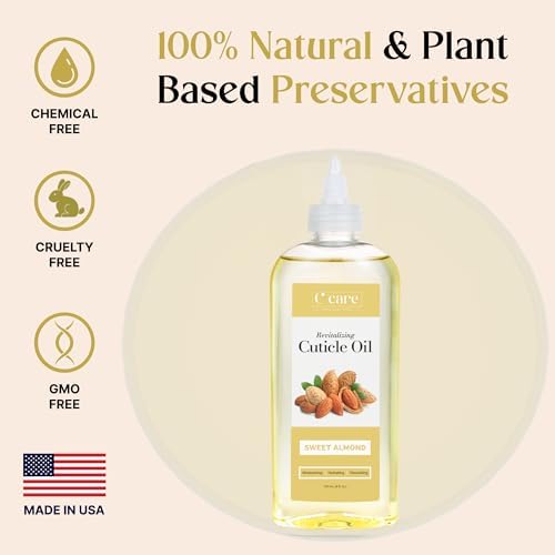 C CARE Sweet Almond Cuticle Oil For Nails - Repairs Cuticles Overnoght - Moisturizes and Strengthens Nails and Cuticles - 8oz - Image 2