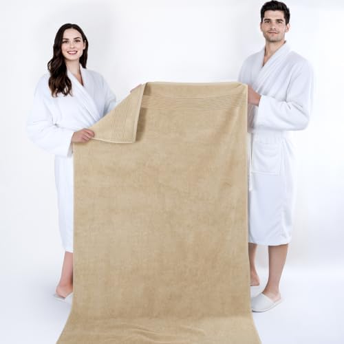 Cotton Paradise 100% Cotton Turkish Towel Set, Soft Absorbent Quick Dry, 2 Piece 35x70 Bath Sheet Set, Beige - Image 5