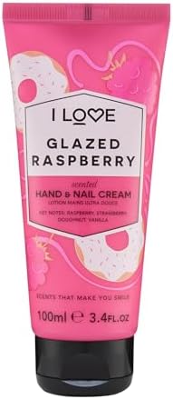 I LOVE Glazed Raspberry Scented Hand and Nail Cream - Hand Cream for Dry Hands - Vitamin E, Coconut Oil, and Shea Butter - Silicone Free - 3.4 oz by ILove