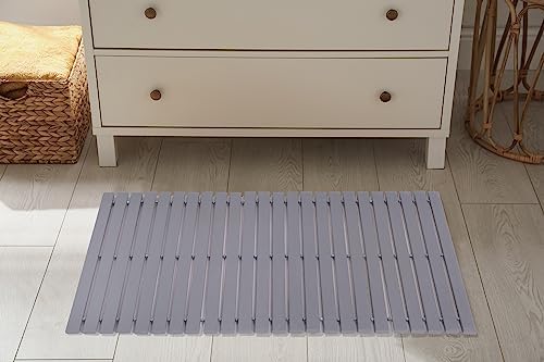 Bath Mat Bathroom Rugs Floor Wood Shower Bathtub Waterproof Non Slip Accessories 16x24 Inch Easy to Clean, Grey, 1 pc - Image 5