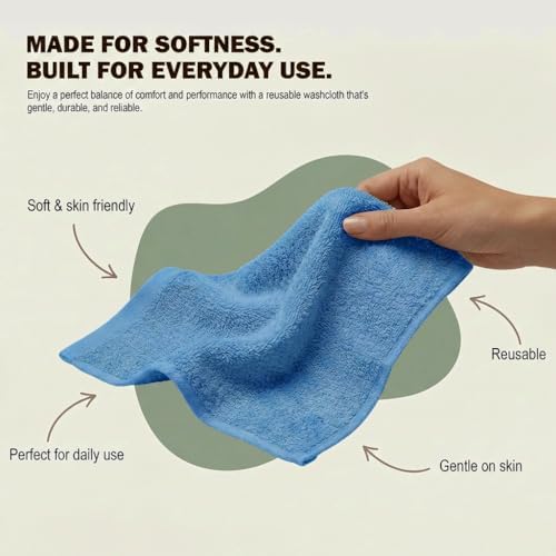Utopia Towels 60 Pack Cotton Washcloths Set, 100% Ring Spun Cotton, Premium Flannel Face Cloths, Highly Absorbent and Soft Feel Fingertip Towels, Electric Blue - Image 5