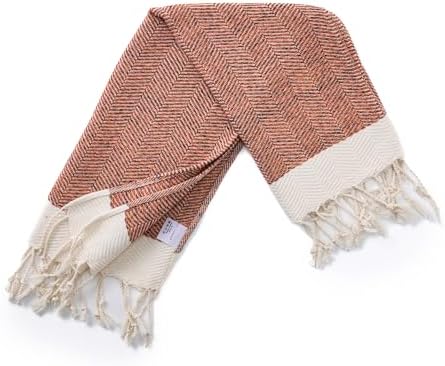 BAY LAUREL Turkish Hand Towel – Pack of 2 | Soft & Absorbent Decorative Towels for Bathroom, Hand, Face, Hair, Gym, Yoga, SPA, Kitchen & Tea | Boho Decor (Orange, Herringbone 15x26 Inches (Set of 2) - Image 3