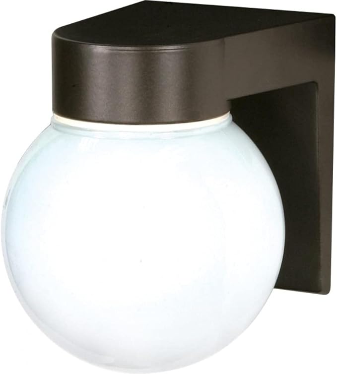 Nuvo Lighting SF77/141 Utility Fixture Die Cast Aluminum Durable Outdoor Wall Mount Porch and Patio Light with White Glass Globe, Bronzotic
