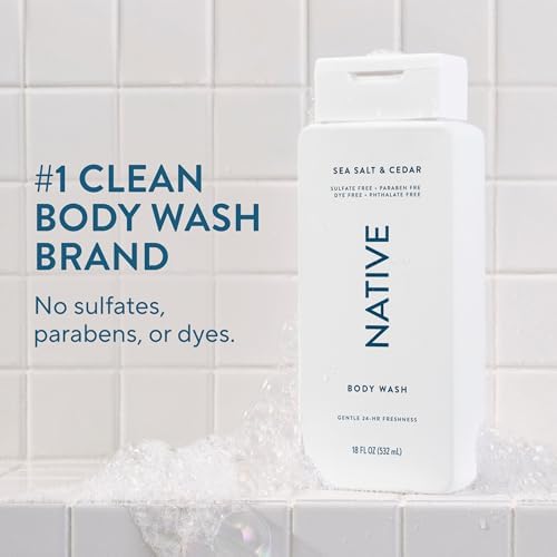 Native Natural Deodorant & Body Wash Bundle for Men Contains Naturally Derived Ingredients, Sea Salt & Cedar Scent, 2.65 oz & 18 oz (Pack of 2) - Image 2