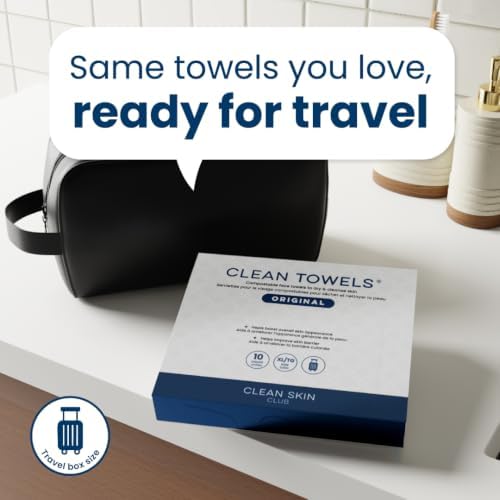 Clean Skin Club Clean Towels XL® Original 50 Ct + 10ct Travel Pack Duo, 100% USDA Biobased Disposable Face Towels, Eczema Association Accepted, Makeup Remover Dry Wipes, Ultra Soft - Image 6
