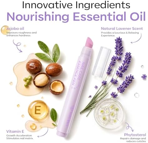 Modelones Cuticle Remover Pen, 3-in-1 Lavender Cuticle Oil Pusher Pen - Image 5