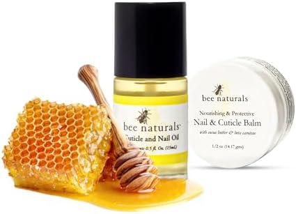 Bee Naturals Nail & Cuticle Care Gift Set – Includes Hydrating Nail Balm & Nourishing Cuticle Oil with Natural Ingredients – Perfect for Dry, Brittle Nails & Ragged Cuticles – Travel-Friendly & Gentle by BeeNaturals