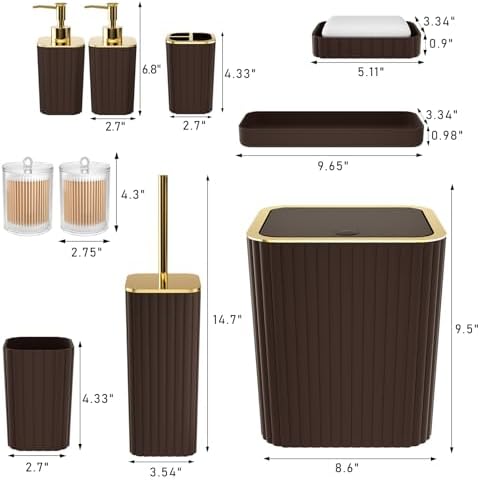 XLHOMO Bathroom Accessories Set - 10PC Gorgeous Brown Bathroom Set - Image 3