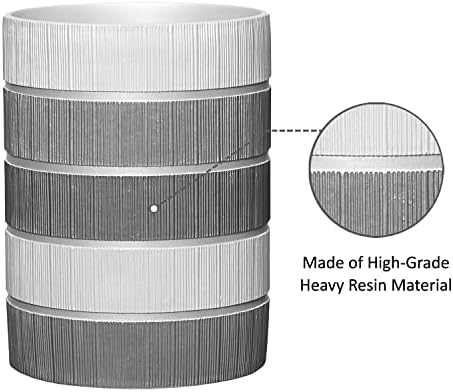 Zahari Home 2pc Modern Line Stylish Bath Accessories Set Waste Basket & Square Tissue Box Cover Classic Contemporary Decorative Beautiful Designs Gray Bathroom Decor Set for Home Modern Bath Set - Image 2