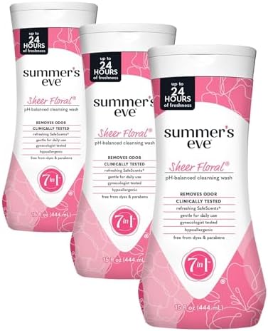 Summer's Eve Feminine Wash, Sheer Floral, Daily pH-Balanced Body Wash for Women, Feminine Care to Remove Vaginal Odor, Gynecologist Tested, 15 Fl Oz (Pack of 3) by SummersEve