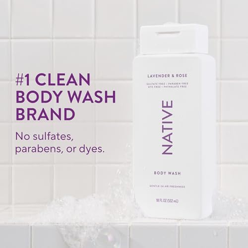 Native Clean Body Wash, Gentle & pH-balanced for Sensitive Skin, 24-Hr Freshness for Women & Men, Vegan & Cruelty-Free, Free of Sulfates, Parabens & Phthalates, Lavender & Rose, 18 fl oz - Image 2