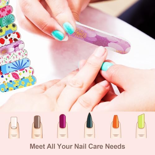 Mini Nail Files, Colorful Emery Boards for Nails Double Sided 180 Grit Emory, Gifts Bulk Fingernails Manicure Tools Shaping Buffing Smoothing Filers Cute 3.5” (100 Pcs Colorful 180 Grit 3.6 in) - Image 2