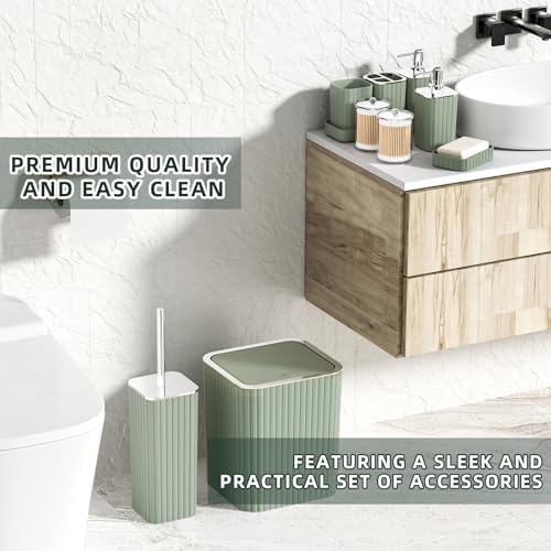 XLHOMO Bathroom Accessories Set - Gorgeous Sage Green Bathroom Set, 10PC - Image 5