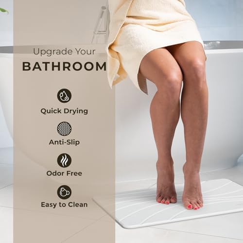 TOSORO - Stone Bath Mat Diatomaceous Earth Shower Mat Non-Slip Super Absorbent Diatomite Stone Bath Mats for Bathroom Floor Quick Drying Natural Easy to Clean (23.5 x 15) - Sandstone - Image 2