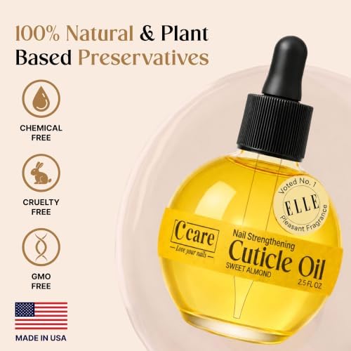 C CARE Sweet Almond Cuticle Oil for Nails, 2.5 oz – Overnight Cuticle Repair Oil for Dry Cuticles, Nail Strengthener & Moisturizer, Includes Dropper & Brush - Image 3