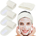 Whaline 4Pcs Spa Facial Headbands Make Up Wrap Head Terry Cloth Headband Soft Adjustable Towel Band for Face Washing Shower Facial Cover Yoga (Beige) by Whaline
