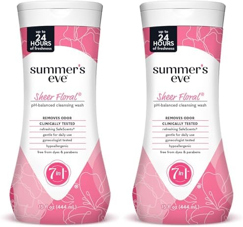Summer's Eve Feminine Wash, Sheer Floral, Daily pH-Balanced Body Wash for Women, Feminine Care to Remove Vaginal Odor, Gynecologist Tested, 15 Fl Oz (Pack of 2) by SummersEve