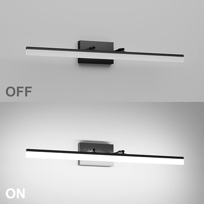 Aipsun 31.5 inch Modern Black Vanity Light Adjustable Bathroom Light Fixtures Over Mirror Rotatable Vanity Lighting 5500K