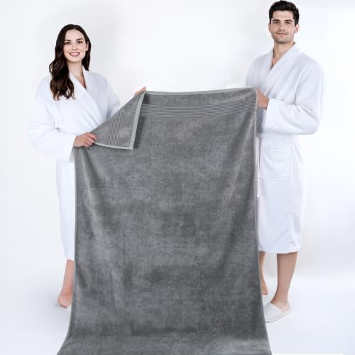 Cotton Paradise 100% Cotton Turkish Towel Set, Soft Absorbent Quick Dry, 2 Piece 35x70 Bath Sheet Set, Light Grey - Image 5