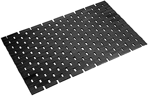 Rayon derived from Bamboo Bath Mat Bathroom Rugs Floor Wood Shower Bathtub Waterproof Non Slip Accessories 16x24 Inch Easy to Clean,Black,1 pc by Fovlaurs