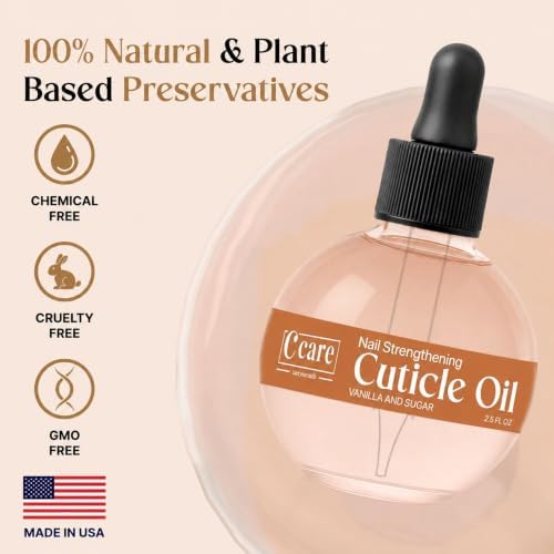 C CARE Vanilla & Sugar Cuticle Oil For Nails - Repairs Cuticles Overnight - Moisturizes and Strengthens Nails and Cuticles - Dropper & Brush included - 2.5oz - Image 3
