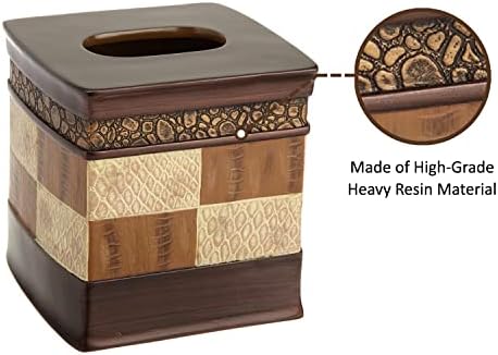 Zahari Home 2pc Zambia Animal Print Bath Accessories Set Waste Basket & Tissue Box Modern Classic Contemporary Decorative Beautiful Designs Bathroom Decor Set for Home Luxury Bath Set - Image 6