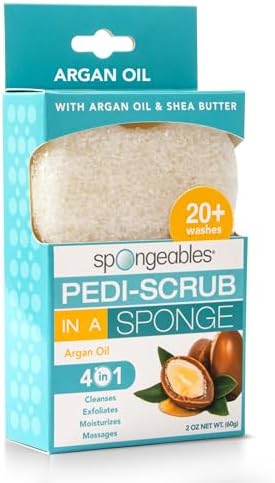Spongables Pedi Scrub Foot Exfoliating 20+ Wash Sponge, Argan Oil, 1 Count by Spongeables