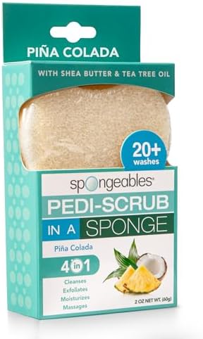 Spongables Pedi Scrub Foot Exfoliating 20+ Wash Sponge, Pina Colada, 1 Count by Spongeables