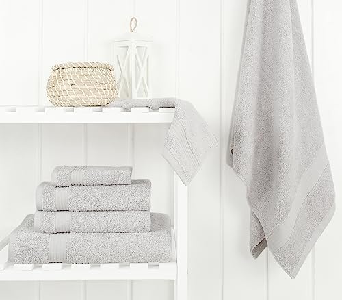 Cotton Paradise Towel Set of 6, 2 Bath Towels, 2 Hand Towels and 2 Washcloths Towels for Bathroom Sets, Platinium Grey - Image 3