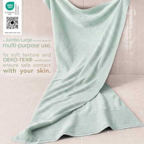 Cotton Paradise 100% Cotton Turkish Towel Set, Soft Absorbent Quick Dry, 2 Piece 35x70 Bath Sheet Set, Mint Green - Image 3