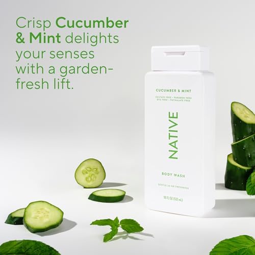 Native Clean Body Wash, Gentle & pH-balanced for Sensitive Skin, 24-Hr Freshness for Women & Men, Vegan & Cruelty-Free, Free of Sulfates, Parabens & Phthalates, Cucumber & Mint, 18 fl oz - Image 5