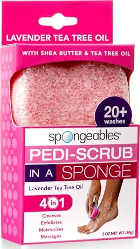 Spongeables Pedi Scrub Foot Exfoliating 20+ Wash Sponge, Lavender, 1 Count by Spongeables
