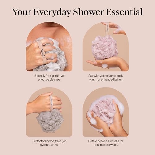Kitsch Shower Loofah – Soft Mesh Body Scrubber & Bath Sponge - 3pc Set - Image 7