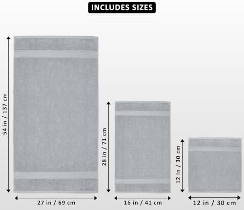 Utopia Towels 8 Piece Majestic Plush Luxury Towel Set, Cotton, Cool Grey - Image 2