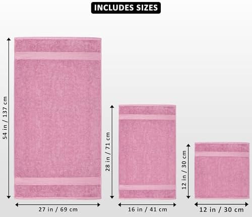 Utopia Towels 8 Piece Luxury Towel Set – Majestic Plush, Super Absorbent & Quicker-to-Dry, Thick 100% Ring Spun Cotton Towels for Bathroom, Spa & Hotel – 2 Bath, 2 Hand, 4 Washcloths, Pink (Pack of 2) - Image 2