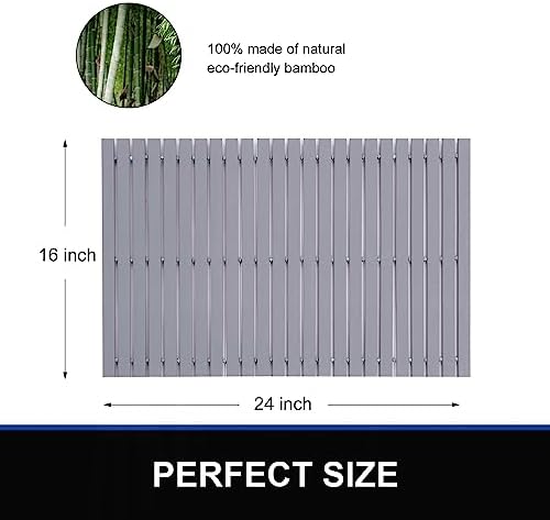 Bath Mat Bathroom Rugs Floor Wood Shower Bathtub Waterproof Non Slip Grey Accessories 16x24 Inch Easy to Clean, 2 pcs - Image 2